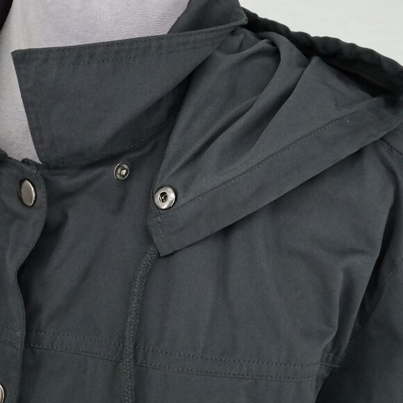 Chicos Jacket 3 Womens XL Black Full Zip Snaps Removable Hood Pockets Drawstring - Picture 14 of 16